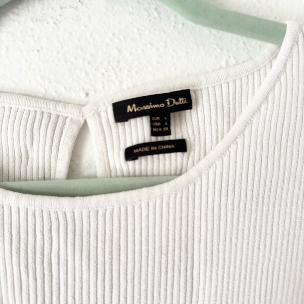 Mossimo Dutti Ribbed Knit White Sleeveless Dress with Key Hole Back Size Large - Picture 4 of 9